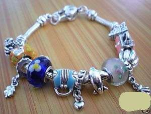 LOVELY SILVER MULTI CHARM PANDORA BRACELET