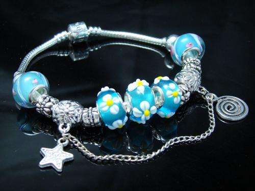Gorgeous Mixed Blue Beads Pamdora Bracelet in Silver