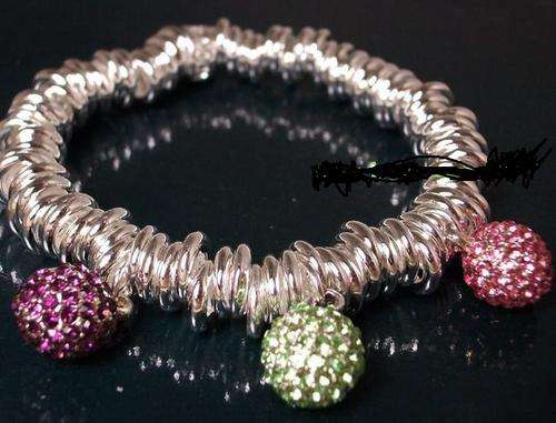 STUNNING STERLING SILVER 100 CIRCLES BRACELET WITH 3 CZ BALLS