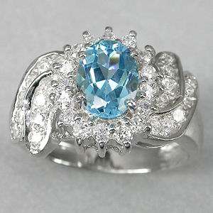 GENUINE TOP INTENSE SWISS BLUE TOPAZ SOLID 925 STERLING SILVER RING