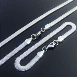 GORGEOUS 925 STERLING SILVER HERRINGBONE NECKLACE & BRACELET SET
