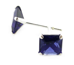 GORGEOUS 925 STERLING SILVER CREATED BLUE SAPPHIRE EARRING