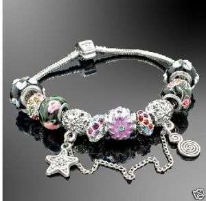 Gorgeous Mixed Pink Beads Padora Bracelet in Silver