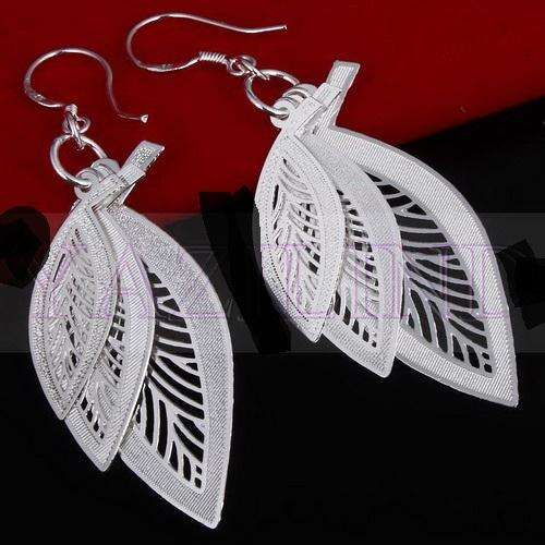 Fine, Fragile & Dainty 925 sterling silver Leaf  Dangle Earrings