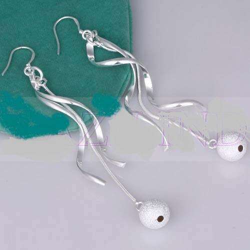 Adorable 925 sterling silver Mystic ball & swirl Dangle Earrings