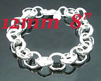 Chunky Unisex 925 SILVER 12mm EDGES CIRCLE BRACELET