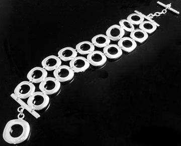 LOVELY 925 STERLING SILVER DOUBLE LINE CUSHION BRACELET