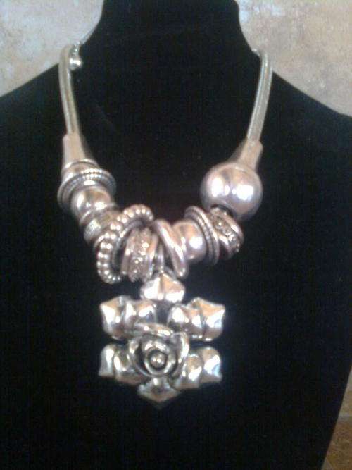 Stunning Tibetan Silver Rose Necklace