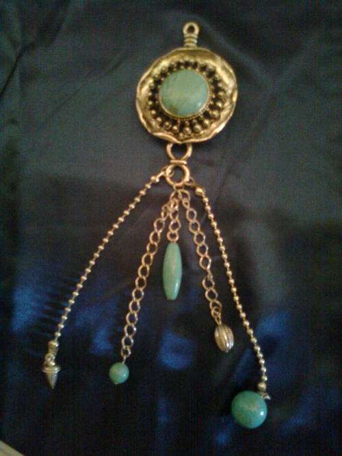 LOVELY TIBETAN SILVER CLIP ON TURQUOISE PENDANT
