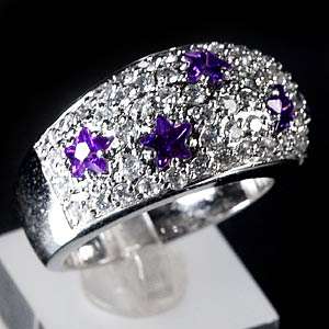 Gorgeous Purple Cubic Zirconia Sterling Silver Ring #8