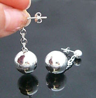 LOVELY 925 SILVER COATED BALL DANGLE EARRINGS