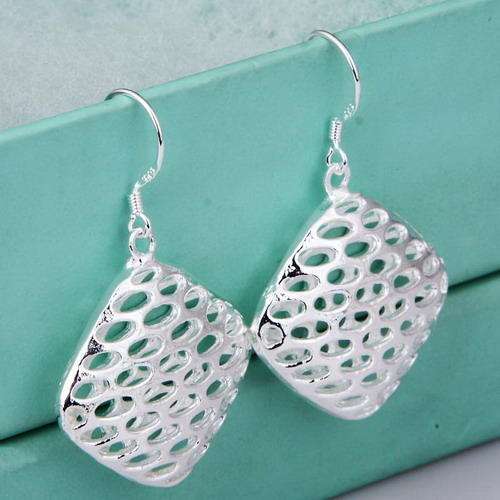 GORGEOUS 925 STERLING SILVER SQUARE DANGLE EARRINGS