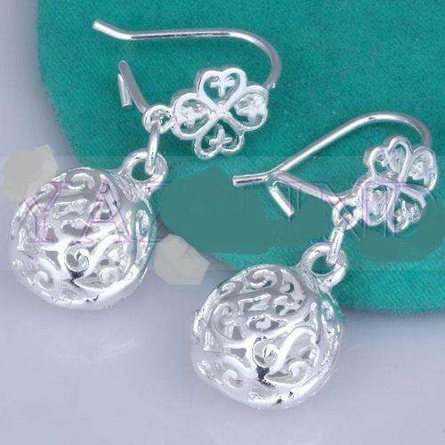GORGEOUS 925 STERLING SILVER HOLLOW FLOWER DANGLE EARRINGS