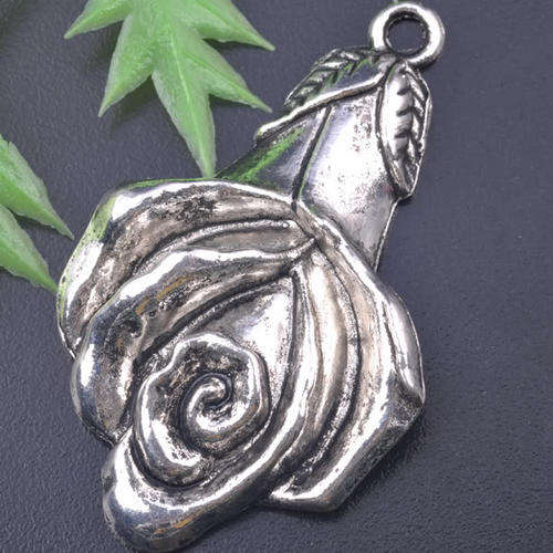 LOVELY TIBETAN SILVER CLIP ON ORCHID PENDANT (INCL CLIP)