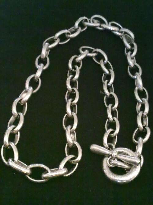 UNISEX TIBETAN SILVER OVAL LINKS NECKLACE
