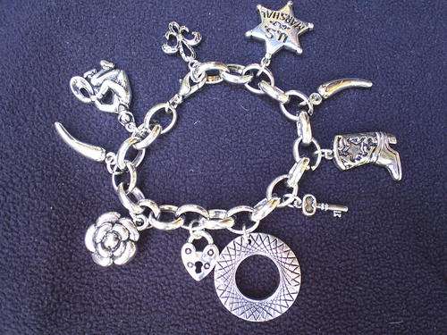STUNNING TIBETAN SILVER CHARMS BRACELET