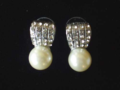 GORGEOUS!!! VINTORIO COLLECTION TIBETAN SILVER FAUX PEARL & CRYSTALS EARRINGS
