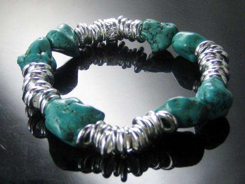 GORGEOUS VINTORIO COLLECTION SILVER TURQUOISE MULTI RINGS BRACELET