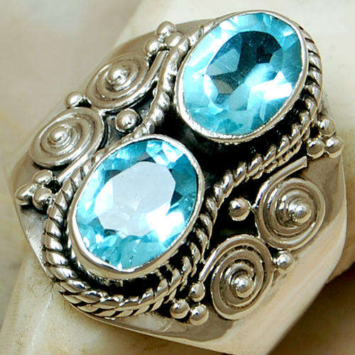PARIS SKY BLUE TOPAZ SOLID 925 STERLING SILVER RING