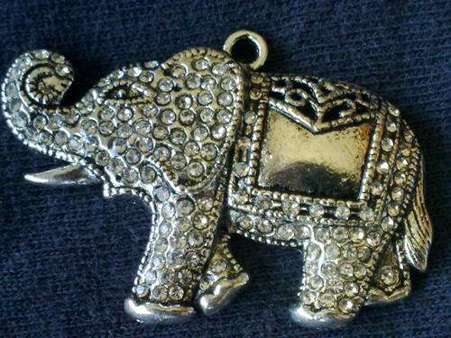 ***NEW*** TIBETAN SILVER ELEPHANT WITH CZ CLIP ON PENDANT (INCL CLIP)