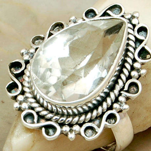 GREAT WEDDING WHITE TOPAZ SOLID 925 STERLING SILVER RING  #8