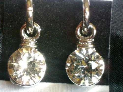 LOVELY SILVER FILLED CRYSTAL  DANGLE EARRINGS