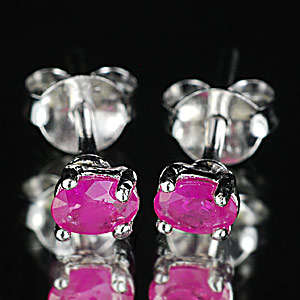 Alluring Purplish Pink Ruby Solid 925 Silver Earrings