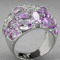 GENUINE COLOR CHANGE PURPLE AMETHYST & CZ RING SET IN SOLID 925 STERLING SILVER
