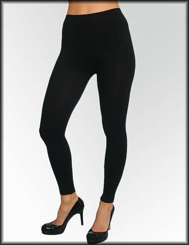 WARM BLACK  FOOTLESS TIGHTS LEGGINGS WITH CRYSTAL SWIRL PATTERN