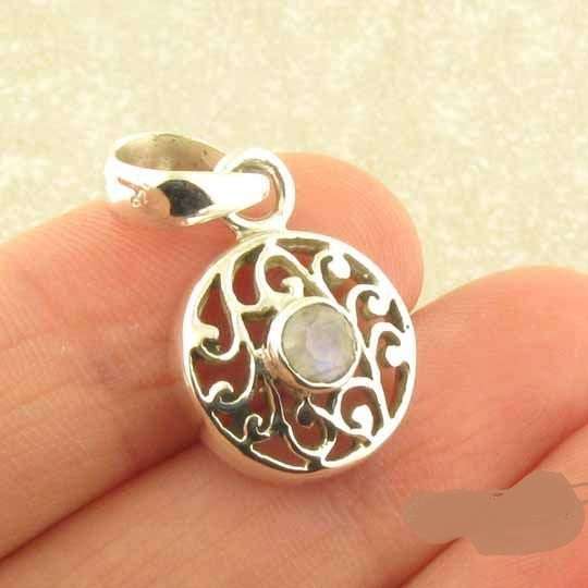 PETITE MOONSTONE SOLID .925 STERLING SILVER PENDANT