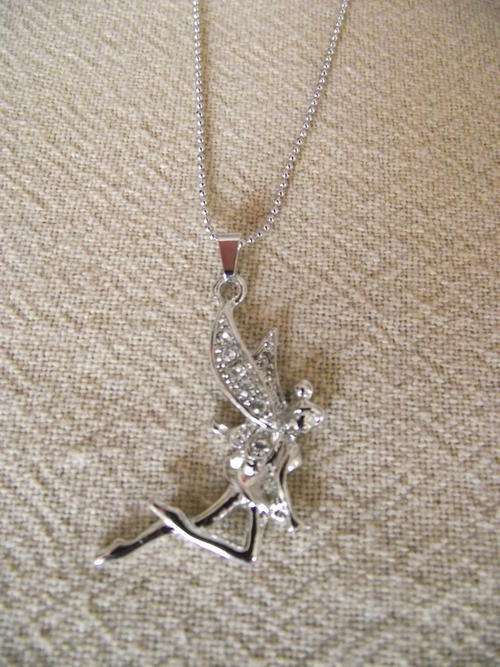 GORGEOUS SILVER CRYSTAL FAIRY PENDANT + FREE CHAIN