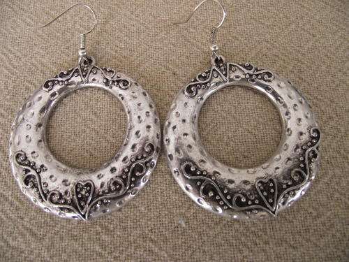 Gorgeous Tibetan Silver Hoop Hook Dangle Earrings