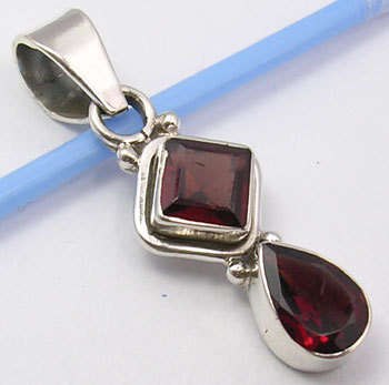 Real GARNET HANDMADE 925 Sterling Silver Pendant 3.3CM