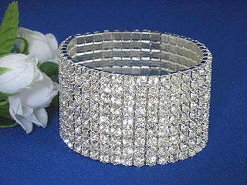 Elegant Glitzy 10 Row Austrian Crystal Stretch Bracelet