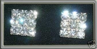LOVELY SQUARE CZ POST STUD EARRINGS 6MM