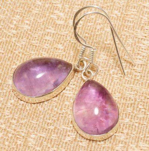 African Amethyst Gemstone Solid .925 Sterling Silver Earrings