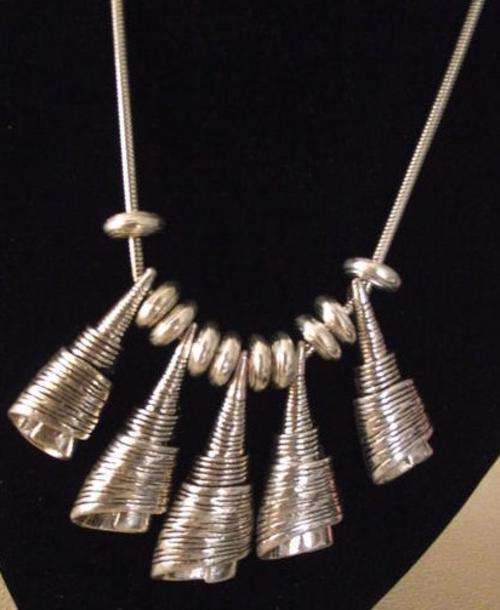 BEAUTIFUL TIBETAN SILVER SWIRL CONE NECKLACE