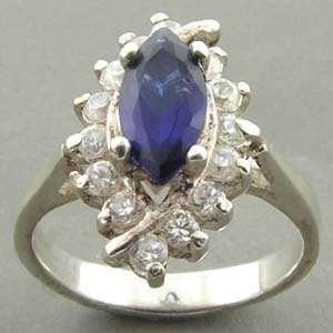 DIVINE SPARKLING BLUE WHITE CZ SOLID 925 STERLING SILVER RING SIZE 6.5