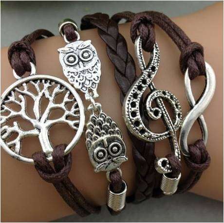 Infinity Big Brown Leather Bracelet