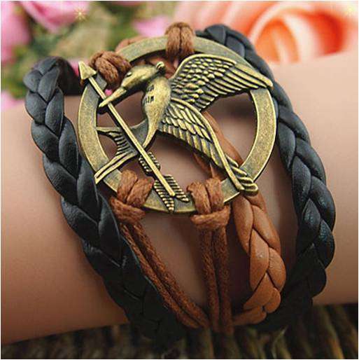 Black and Brown Hunger Games Leather Bracelet