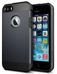 Top quality Spigen Tough Armor cover for Iphone 5/5s with free Screen Protector - Black