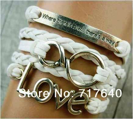 Infinity White Leather Love Bracelet
