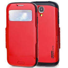 Slim Armor Viewing window Automatic Sleep/Wake case for Samsung Galaxy S4 Red