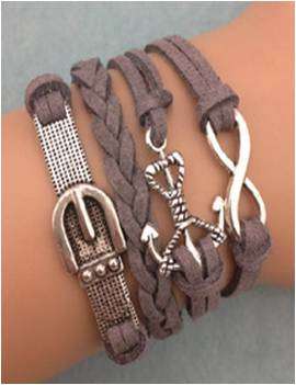 Infinity Gtrey Buckle Leather Bracelet