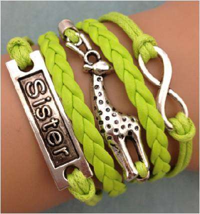 Infinity Lime Green Sister Bracelet