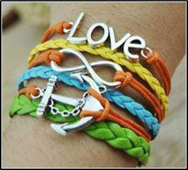Infinity Coloured Leather Bracelet
