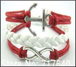 Infnity Leather Red Bracelet