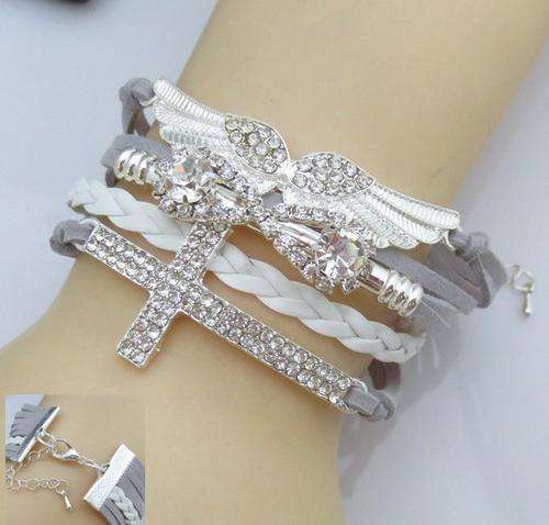 NEW!! Diamante Infinity Leather Bracelet