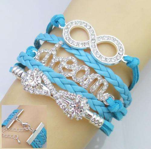 NEW!! Diamante Infinity Leather Bracelet