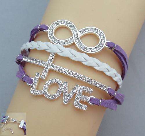 NEW!! Diamante Infinity Leather Bracelet